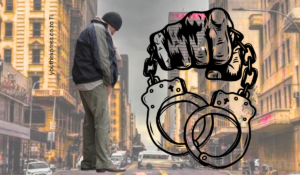 public urination decorative image for illustration purposes of a man peeing on the street with a pair of handcuffs graphic