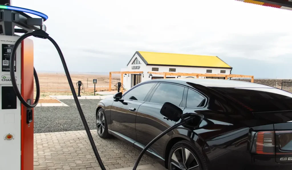 EV charging at a CHARGE N3 station during the South African real-world EV test