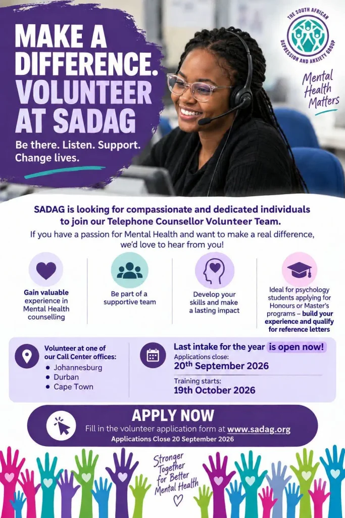 SADAG full poster calling for volunteers
